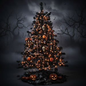 5" LED Halloween House Ornament | Black | Orange | Two Styles | Battery with Timer