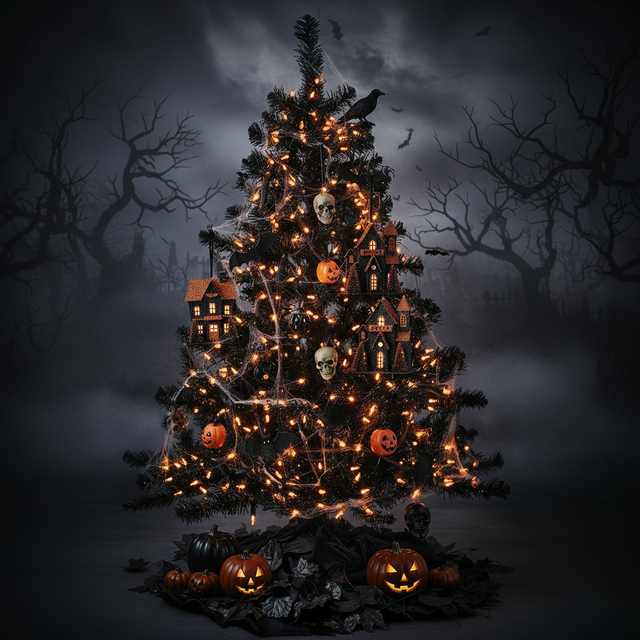 5" LED Halloween House Ornament | Black | Orange | Two Styles | Battery with Timer