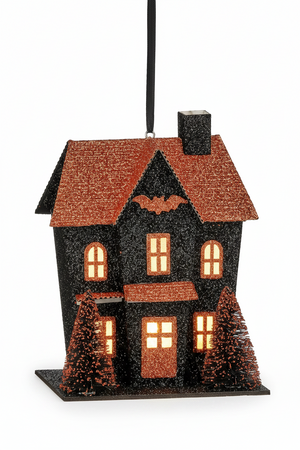 5" LED Halloween House Ornament | Black | Orange | Two Styles | Battery with Timer