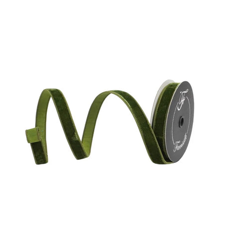 1 inch x 10 yards Forest Green Velvet Farrisilk Wired Ribbon
