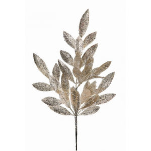 21" Glitter Sparking Bay Leaf Spray | Gold, Platinum, Red, or Silver