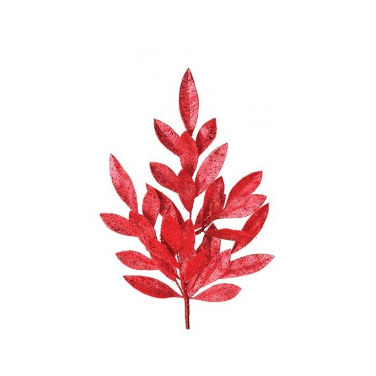 21" Glitter Sparking Bay Leaf Spray | Gold, Platinum, Red, or Silver