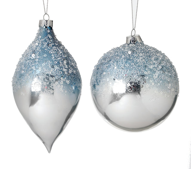 4"/6"Metallic Ice/Sequin Ornament | Two Elegant Styles to Choose
