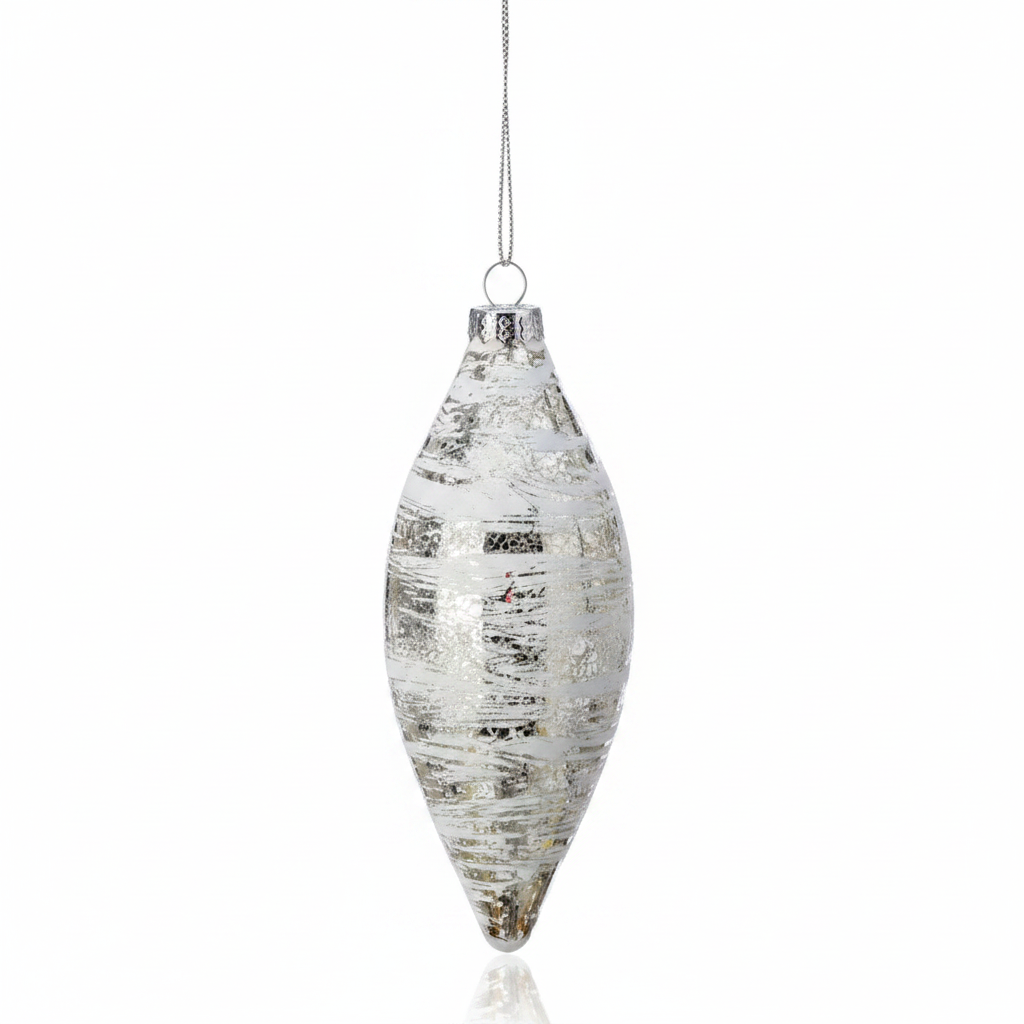 4-6" Glass Whitewash Mercury Ornament | Ball/Kinset 2 AST