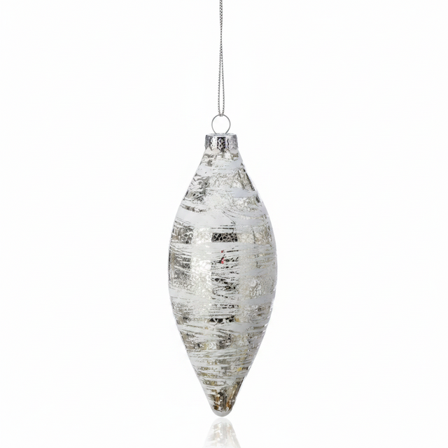 4-6" Glass Whitewash Mercury Ornament | Ball/Kinset 2 AST
