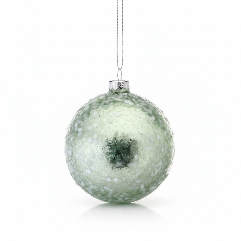 3" Glass Sequin Pearlized Ball Ornament | Green Blue Pink Pastel