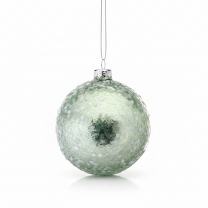 3" Glass Sequin Pearlized Ball Ornament | Green Blue Pink Pastel