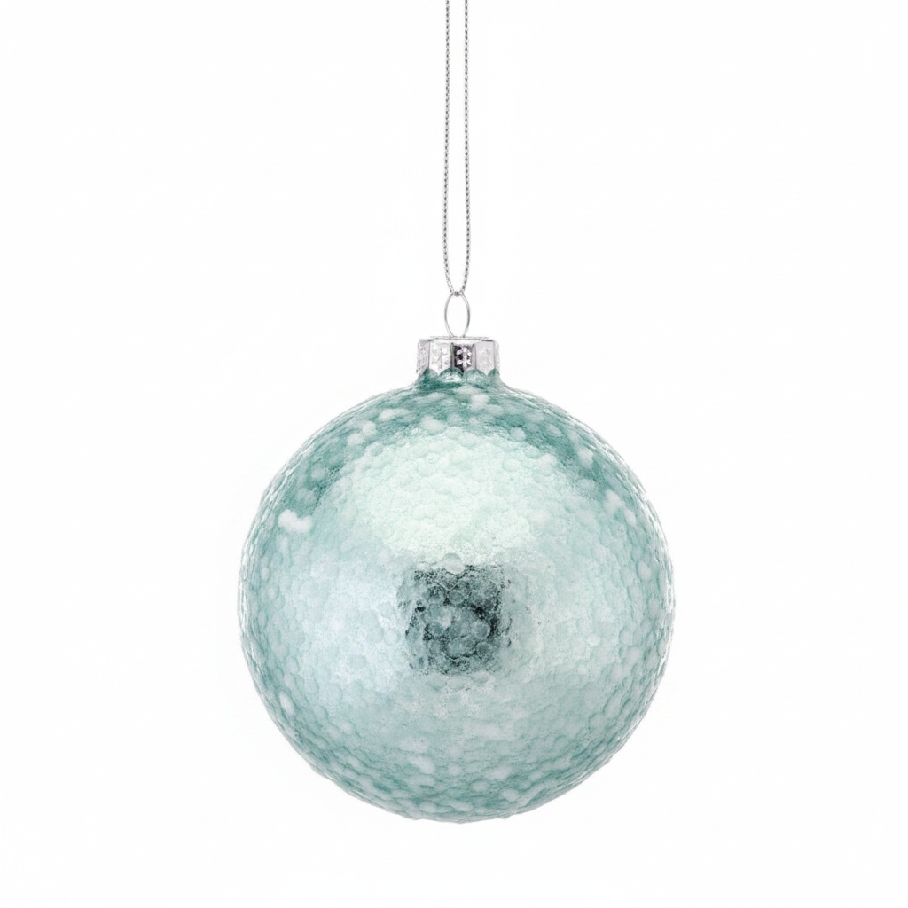 3" Glass Sequin Pearlized Ball Ornament | Green Blue Pink Pastel