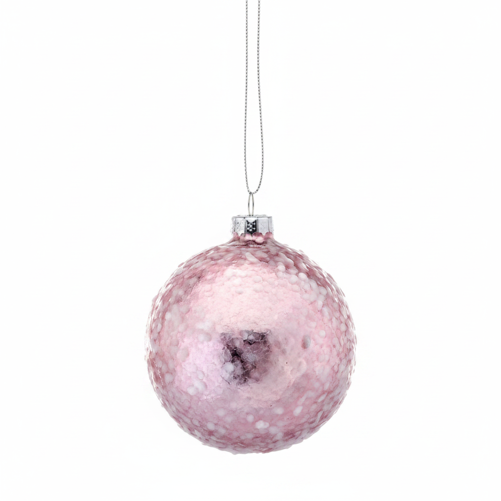 3" Glass Sequin Pearlized Ball Ornament | Green Blue Pink Pastel