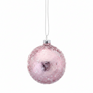 3" Glass Sequin Pearlized Ball Ornament | Green Blue Pink Pastel