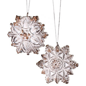 3" Resin Frosted Snowflake Ornament
