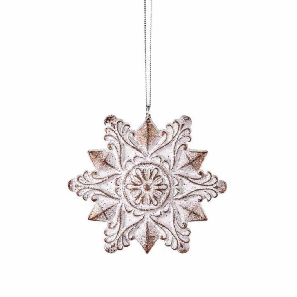 3" Resin Frosted Snowflake Ornament