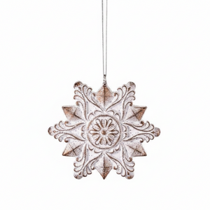 3" Resin Frosted Snowflake Ornament