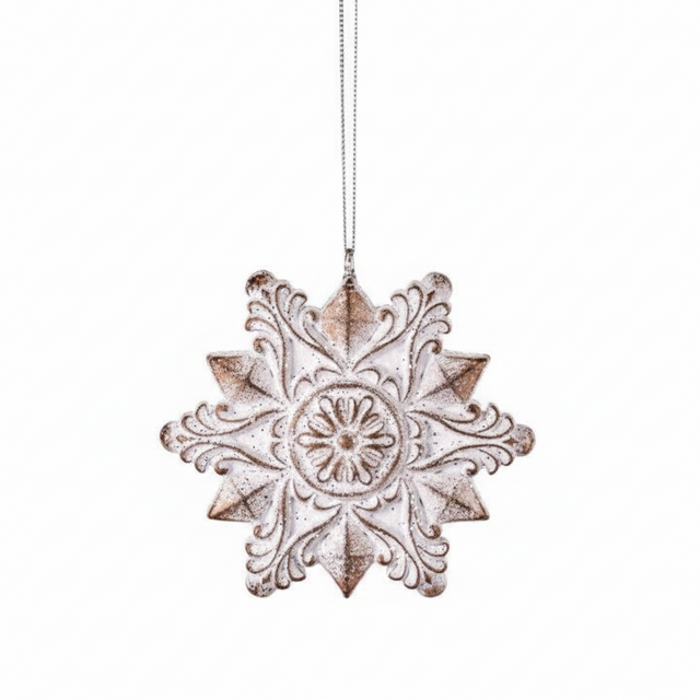3" Resin Frosted Snowflake Ornament