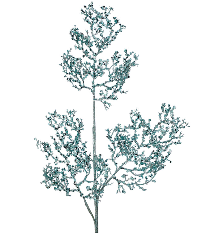 28" Aqua Blue Coral Spray | Sequin | Glitter