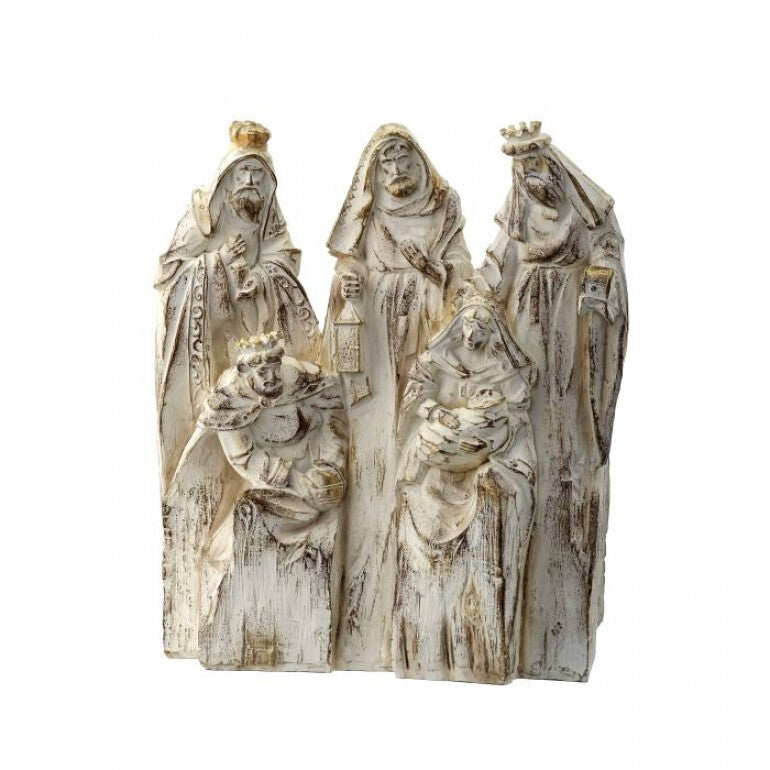 9.5" Resin Carved Wood Block Nativity