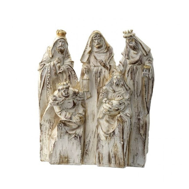 9.5" Resin Carved Wood Block Nativity