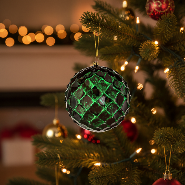 120MM/4.7" Emerald Honeycombed Candy Finish Ball Ornament