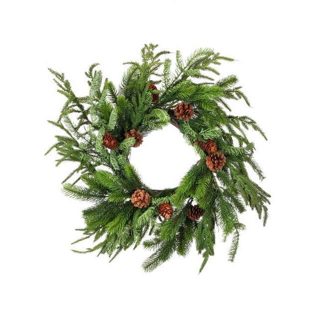 20" Real Touch Norfolk, Spruce & Juniper Wreath