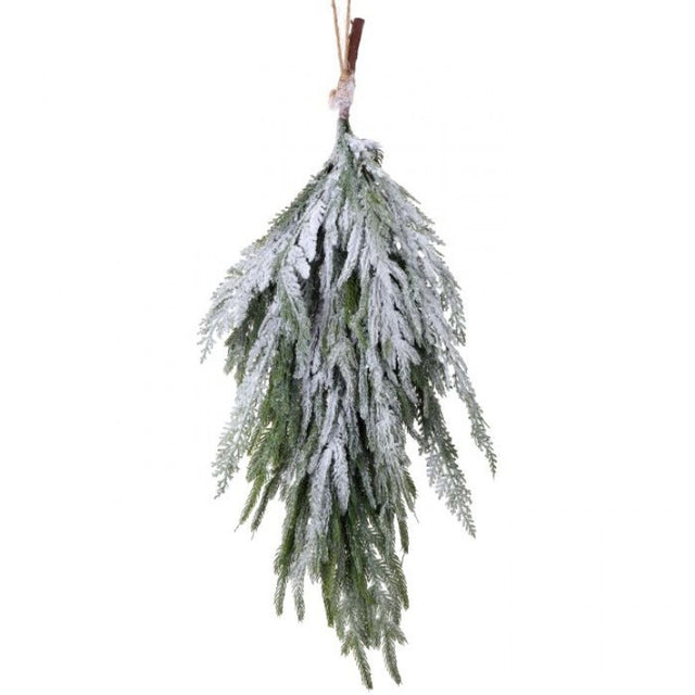 24" Real Touch Norfolk Pine Teardrop with Snow