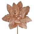 A rose gold poinsettia stem with micro beaded/sequins design for holiday decor.