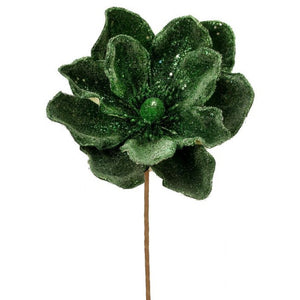 24" Micro Beaded/Sequins Magnolia Stem | Emerald, Rose Gold, & Champagne