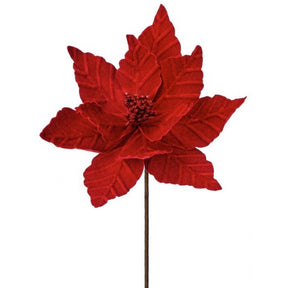 Velvet Glitter Center Poinsettia Stem, additional view