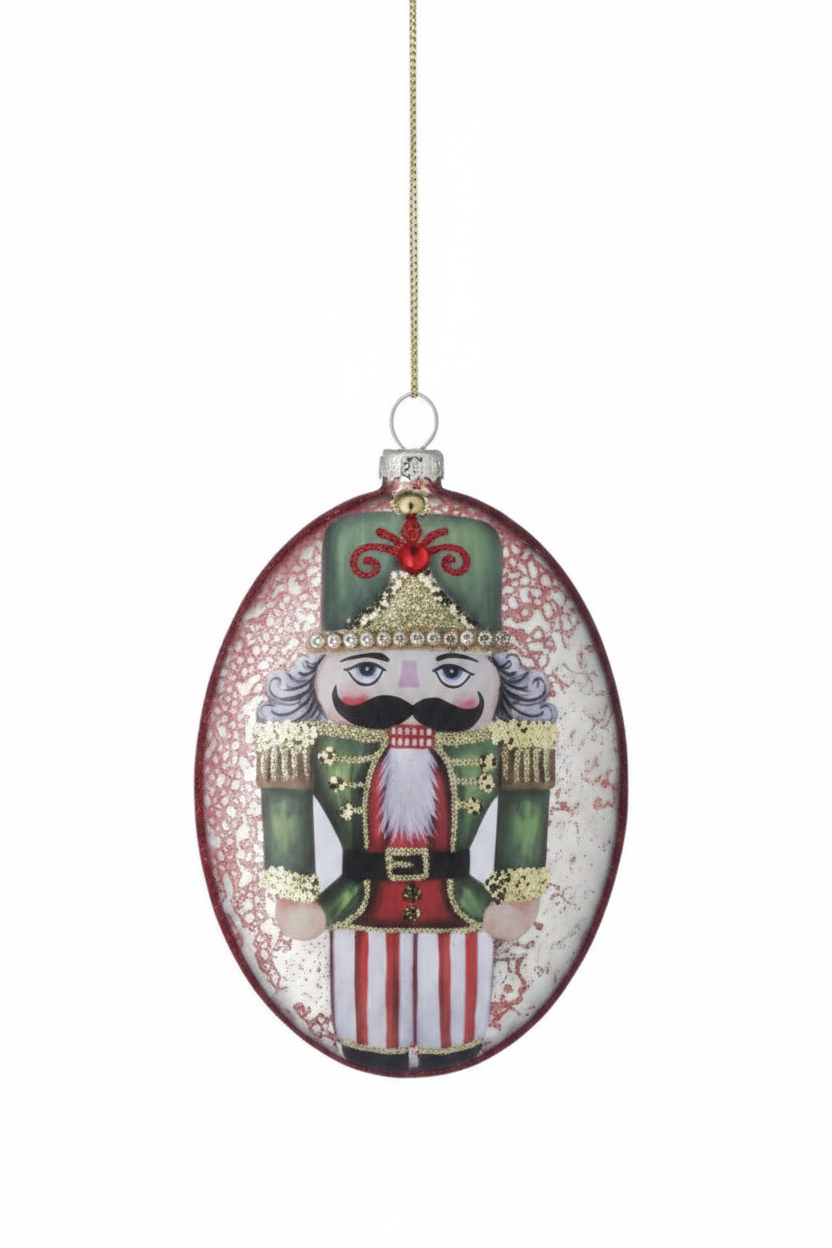 5.3" Mercury Glass Nutcracker Oval Disc Ornament | 2 Styles