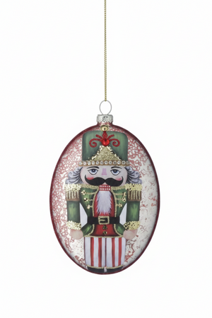 5.3" Mercury Glass Nutcracker Oval Disc Ornament | 2 Styles