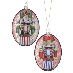 5.3" Mercury Glass Nutcracker Oval Disc Ornament | 2 Styles