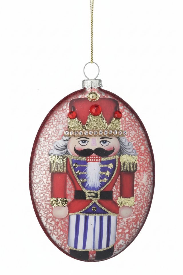 5.3" Mercury Glass Nutcracker Oval Disc Ornament | 2 Styles