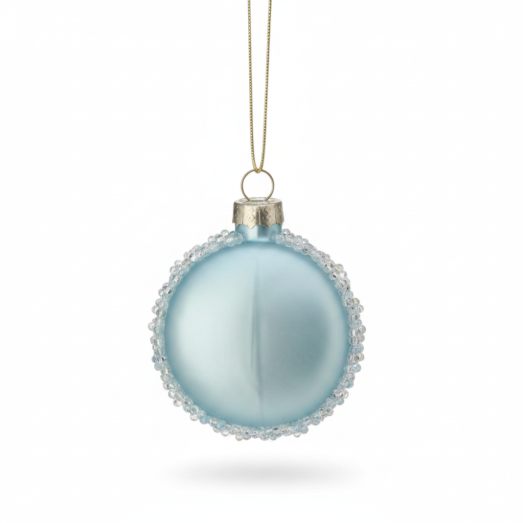2.3" Glass Beaded Macaron Ornament | Pink Green Blue