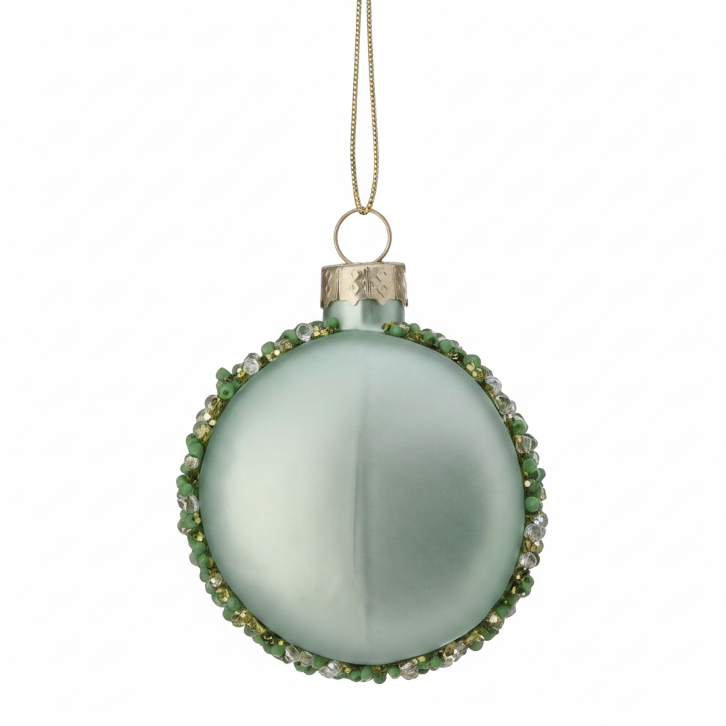 2.3" Glass Beaded Macaron Ornament | Pink Green Blue
