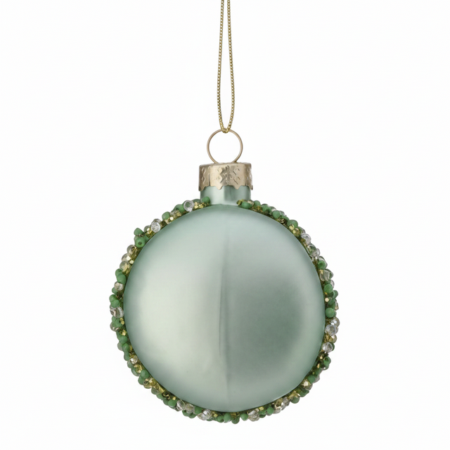 2.3" Glass Beaded Macaron Ornament | Pink Green Blue