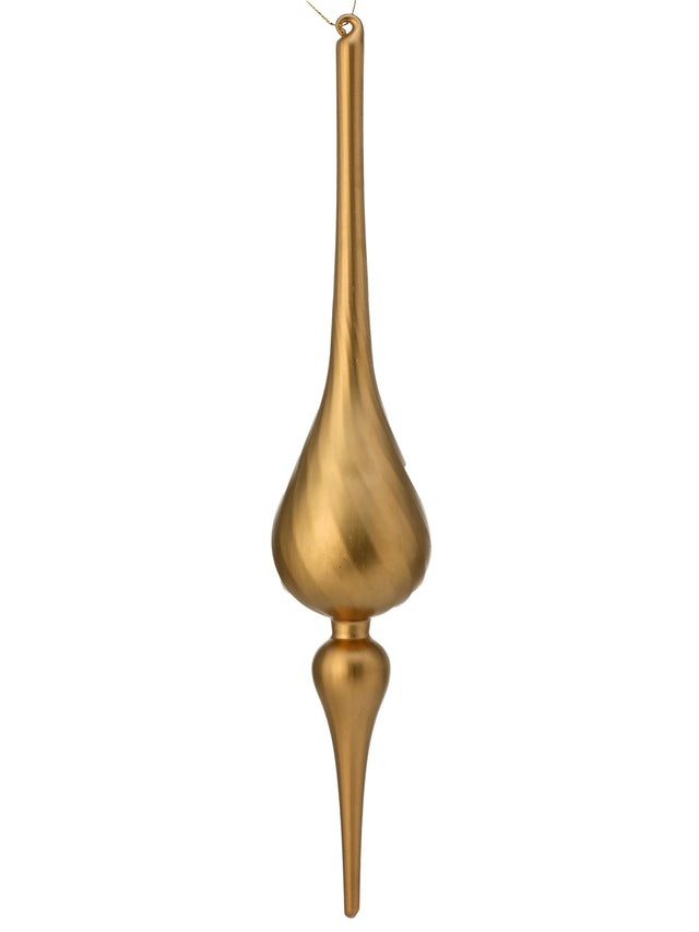 15" Gold Glass Matte Finial Ornament