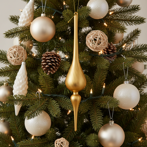 15" Gold Glass Matte Finial Ornament