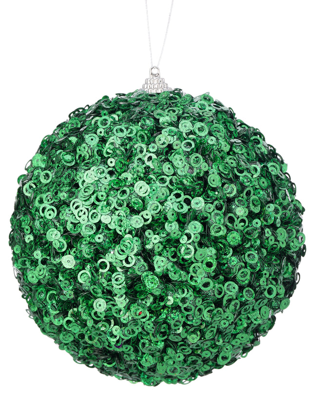 5.5" Green Glamour Sequin Ball Ornament