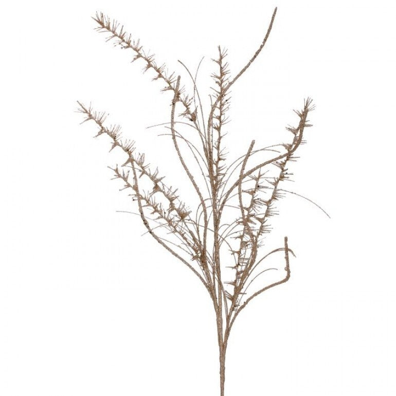 35" Glitter & Mica Mini Leaf Grass Spray | Champagne