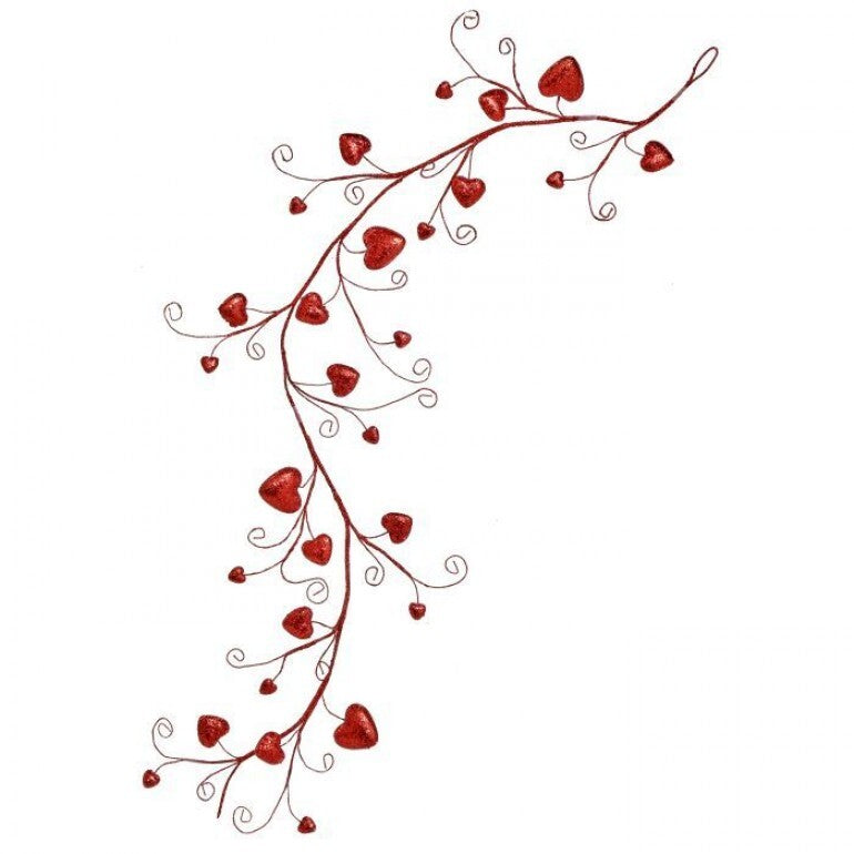 48" Red Glitter Heart Garland