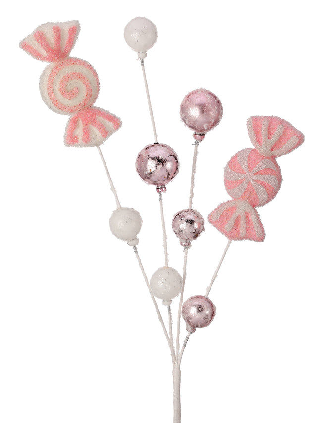 28" Pink | White | Glitter Candy | Ball Spray