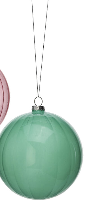 5.5" Teal Clear Glass Ball Ornament