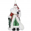 8" Glass Holly Days Santa Ornament