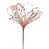 20" Glass Beaded Loop Starburst Spray | Champagne & Red