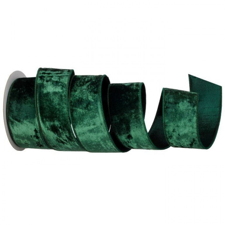 2.5"x10YDS Green Viscose Velvet Metallic Back Ribbon