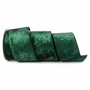 4 inchX10 yards Green Viscose Velvet Metallic Back Ribbon