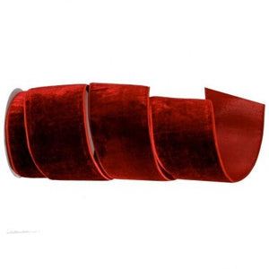 4"x10YDS Sheldon Velvet Metallic Back Ribbon | Burgundy or Red