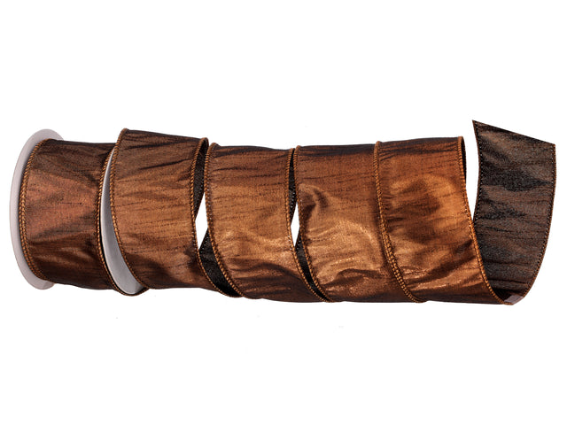 2.5"x10YDS Copper Metallic Dupion Ribbon