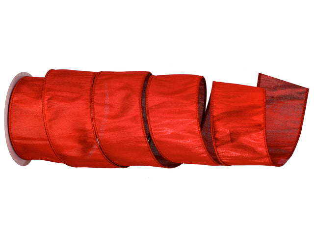 2.5" x 10YDS Red Metallic Dupioni Ribbon