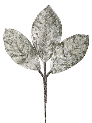 14" Snow Magnolia Leaf Pick