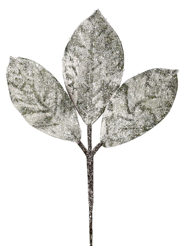 14" Snow Magnolia Leaf Pick